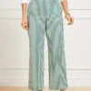 Wide Ankle Twill Pants - Stripe