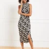 Cowl-Neck Midi Dress - Deco Flower